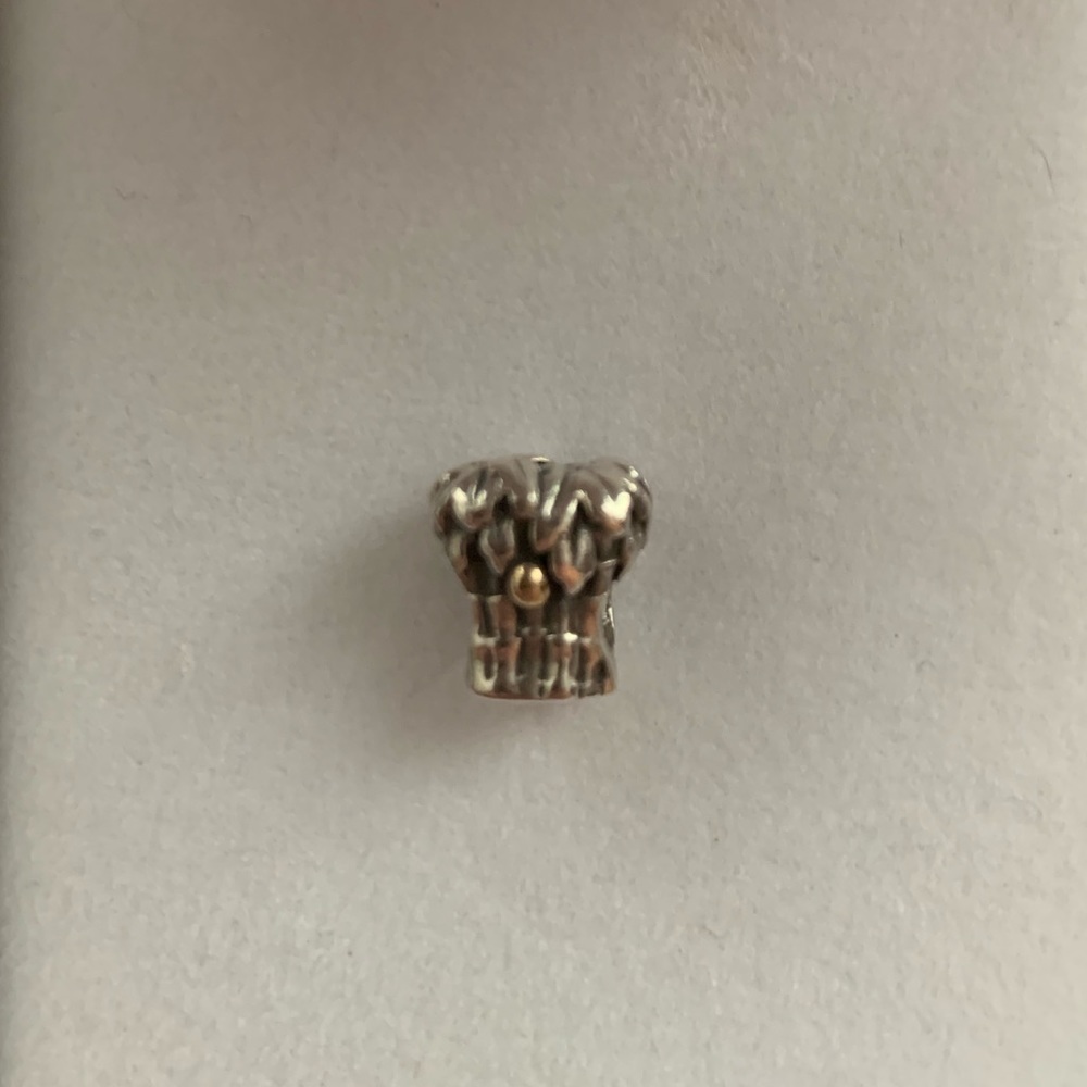 Authentic Pandora Palm Tree Charm w/ 14kt Gold Coconuts